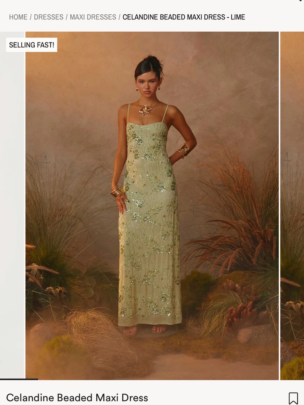 Peppermayo Light Green Beaded Maxi Dress - Picture 4 of 5